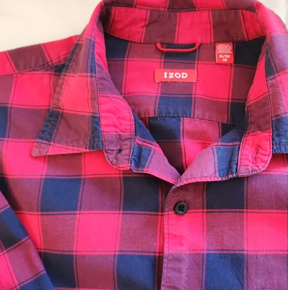 IZOD Red and Blue Plaid Shirt